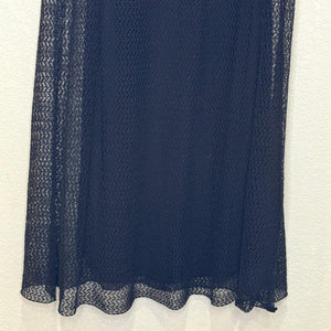 Eileen Fisher Dress Womens Small Black Sheer Mesh Sleeveless Keyhole Midi Slip