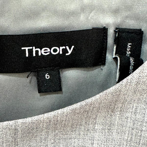 Theory Cassii Dress Size 6 Gray Melange Suiting Short Sleeve Wool Blend Career