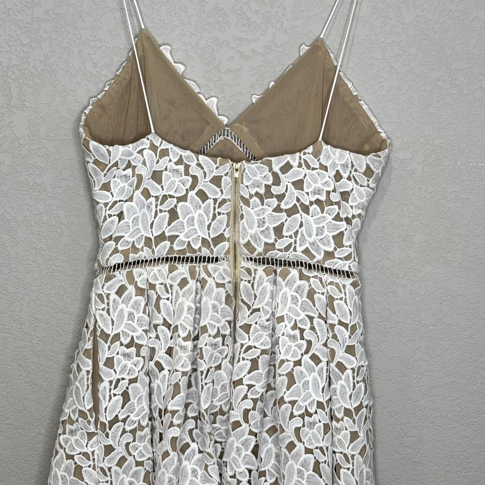 Self-Portrait Dress Womens US 4 White Lace Floral Midi Fit Flare Cocktail Party