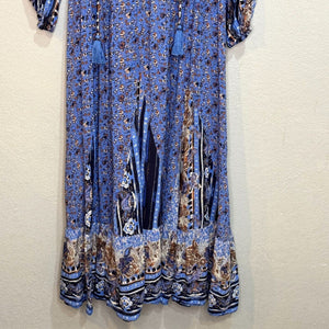 Free People Happy Feelings Midi Dress in Periwinkle Blue Combo Size Small