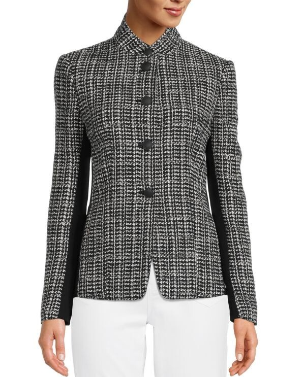 Rag & Bone Zoe Tweed Blazer Jacket Size 8 Black White