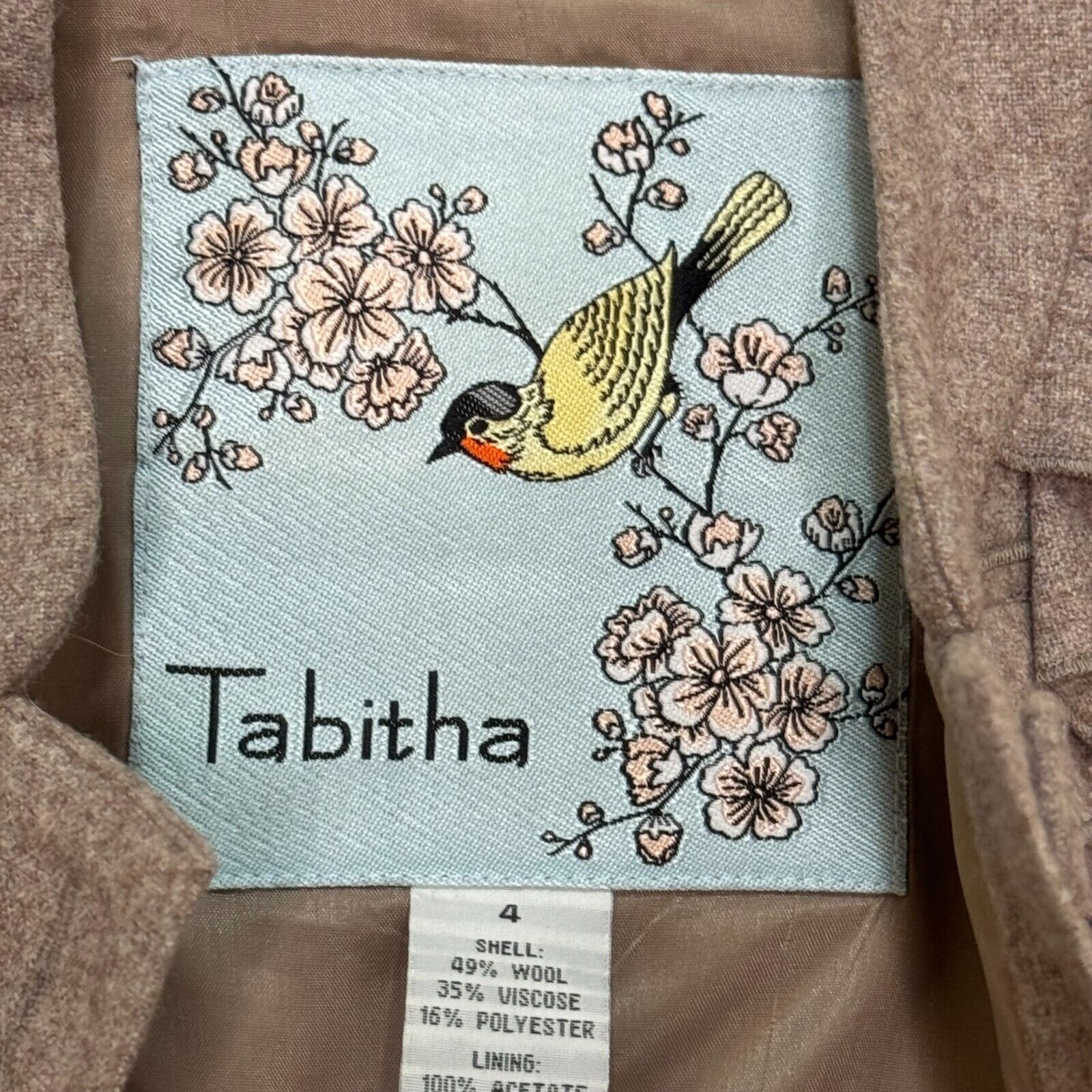 Anthropologie Tabitha Jacket Size 4 Brown Heather Wool Blend Lined