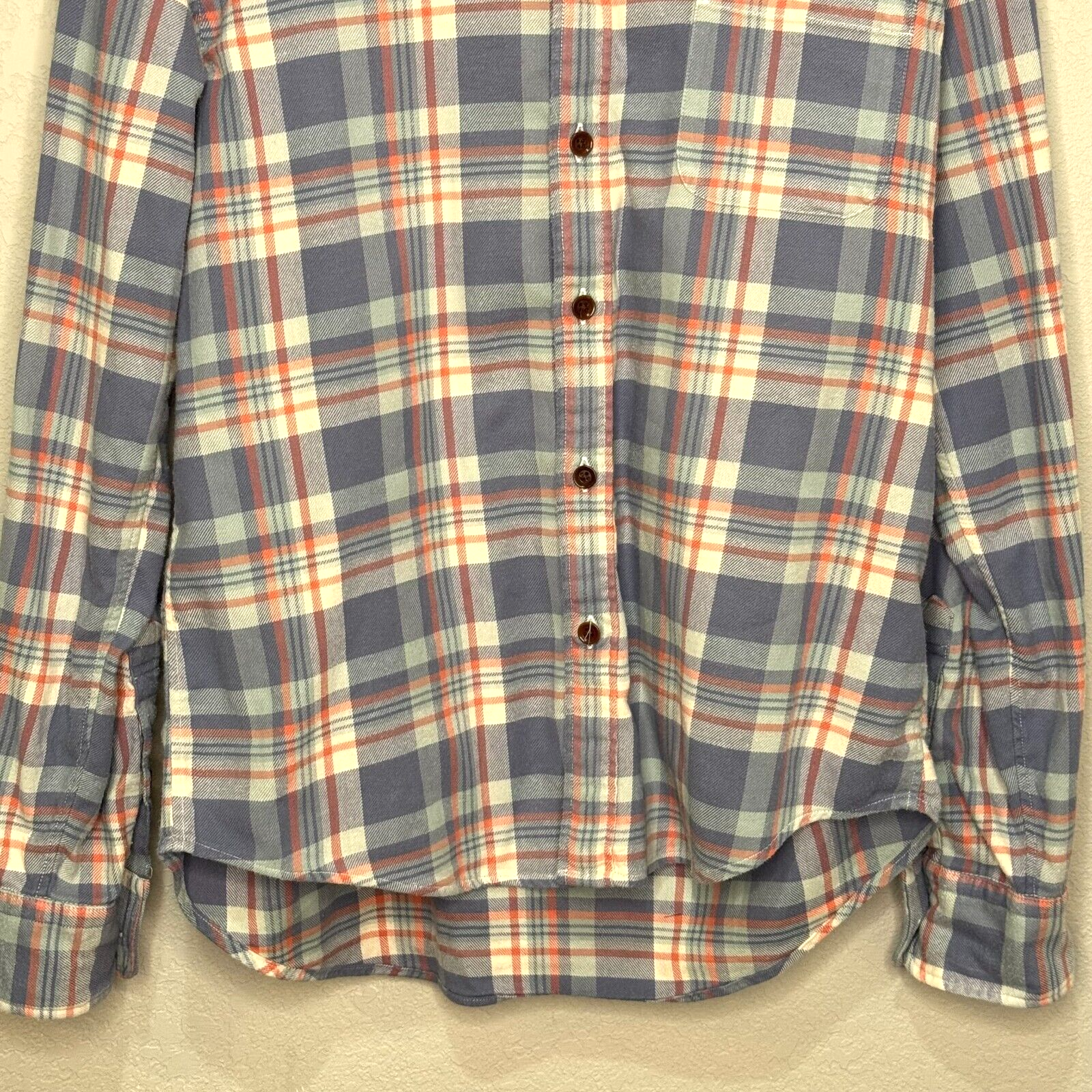 Faherty Mens Flannel Shirt Size Medium Grey Plaid Button Down Long Sleeve