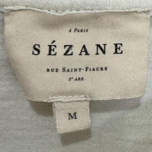 Sezane Shirt Womens Medium Black White Breton Stripe Boat Neck 3/4 Sleeve Top