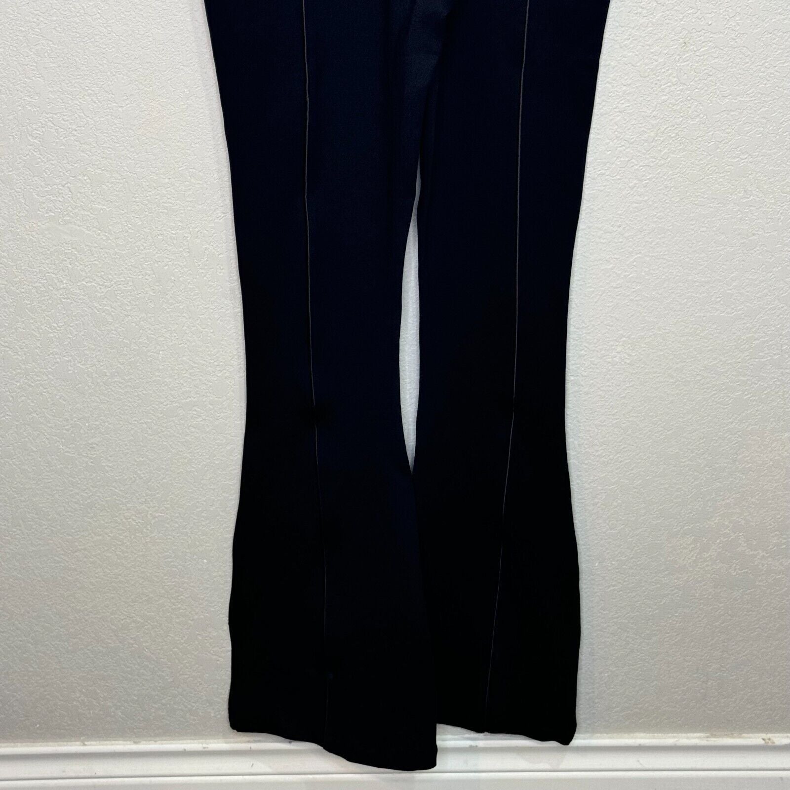 Manier De Voir NEW Black Satin Contour Flared Jumpsuit Size 8