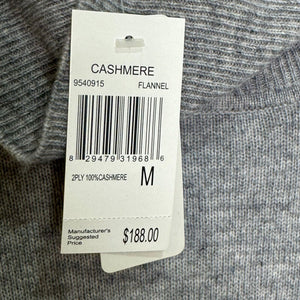 PLY Cashmere NEW Gray 2-Ply Cashmere Turtleneck Pullover Sweater Size Medium