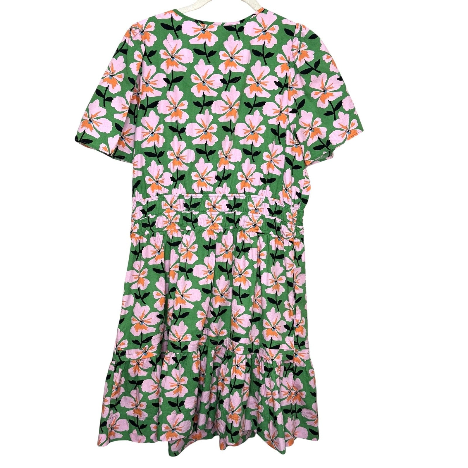 Anthropologie Somerset Dress Large Floral Boho Mini Short Sleeve Pockets