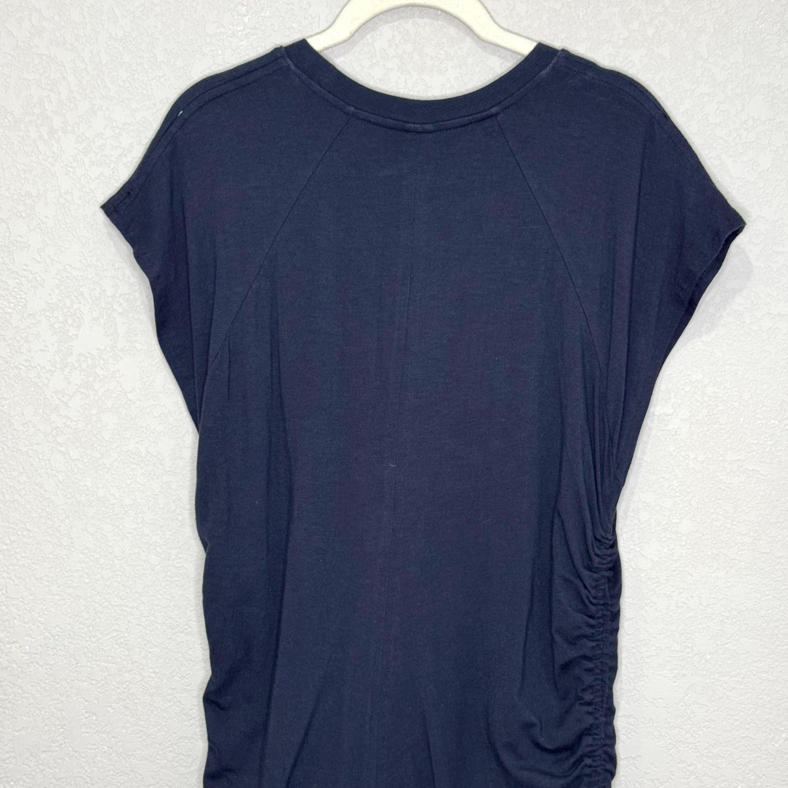 Athleta Dress Size Large Blue Apres Ruched Side Modal Cotton Casual Relaxed Fit