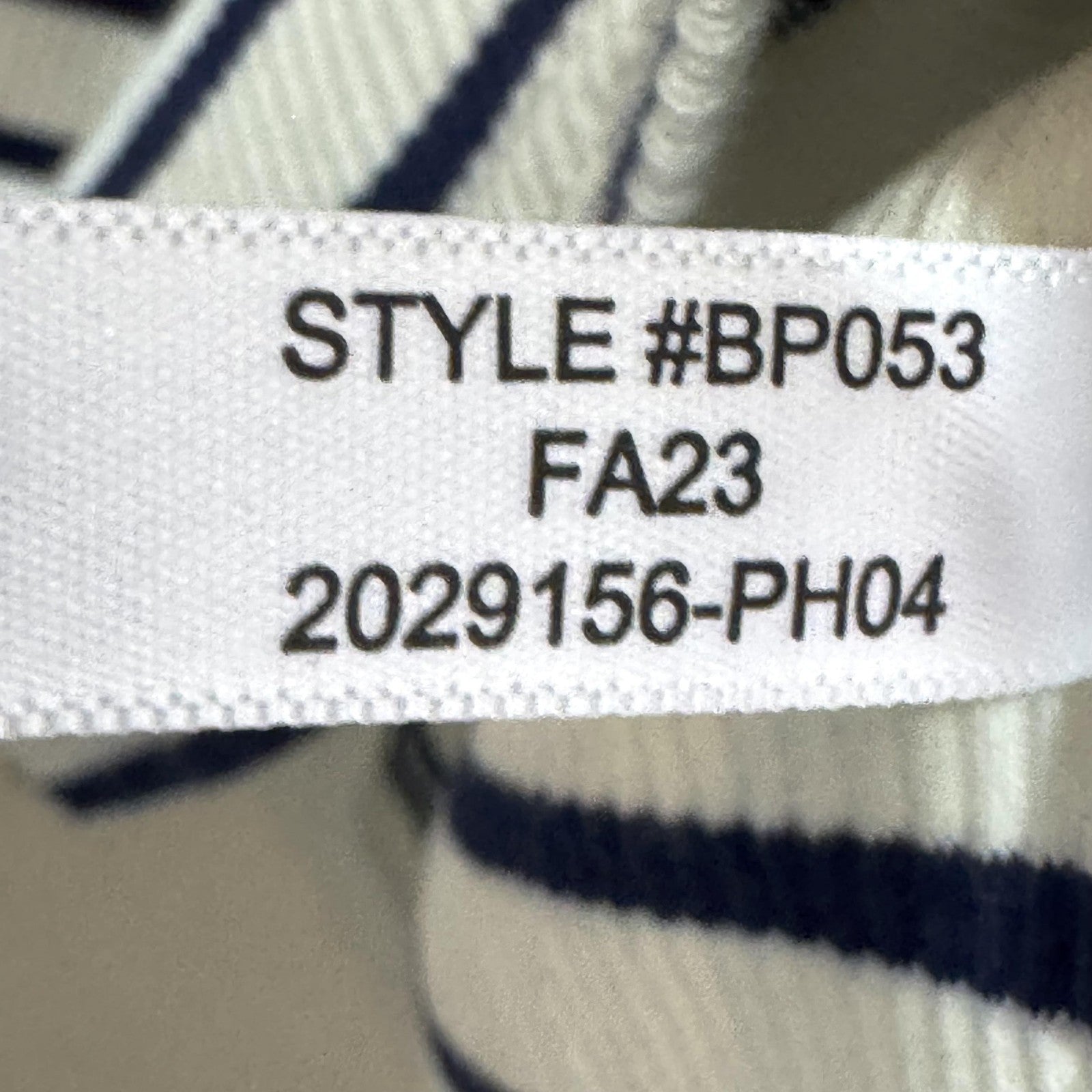 J.Crew Shirt Womens Large White Navy Striped Ruffle Henley Long Sleeve BP053