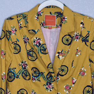 ModCloth Blazer Womens Small Bicycle Floral Print Jacket Single Button Fun