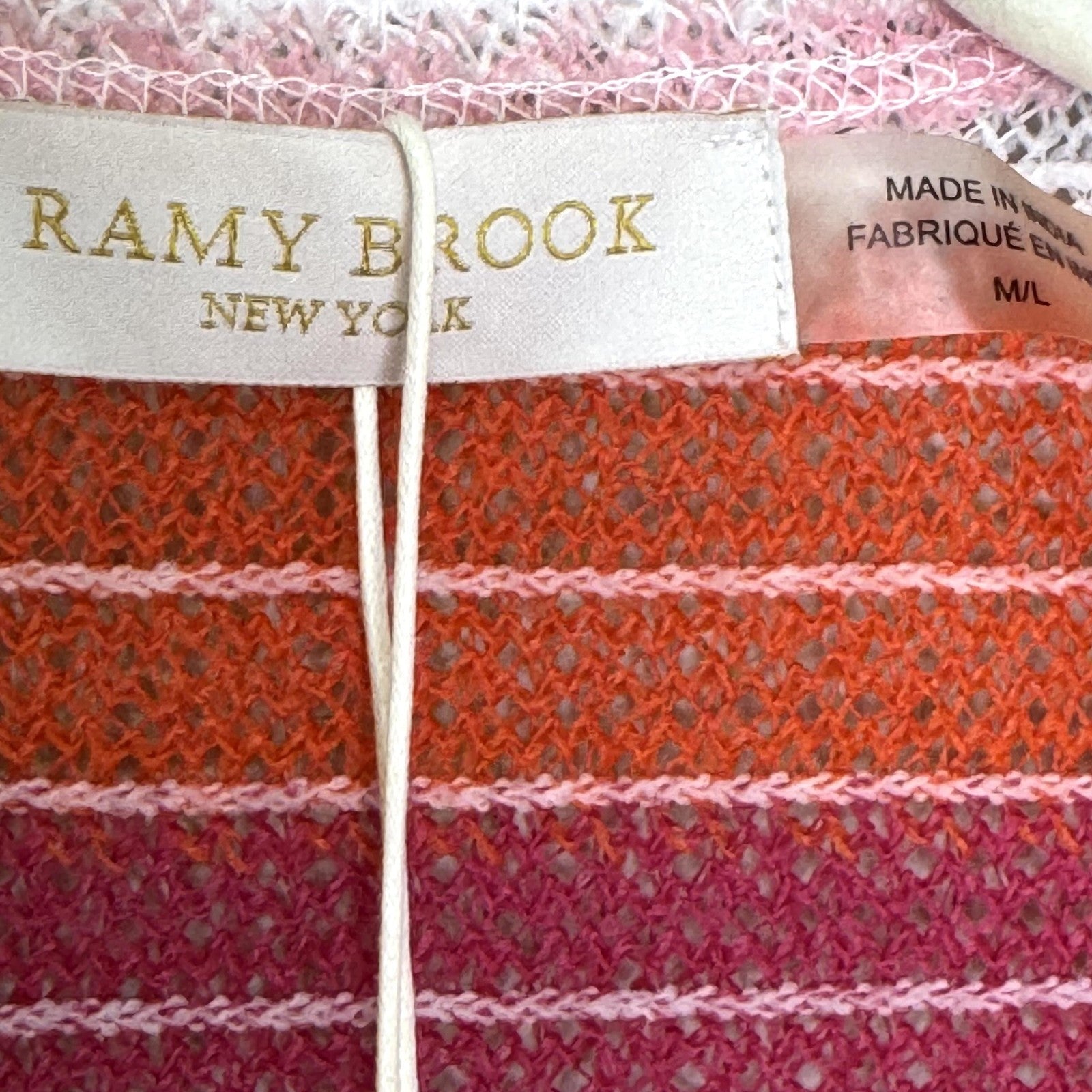Ramy Brook Dress Womens Medium Large Cruz Striped Knit Tassel Boho Coverup