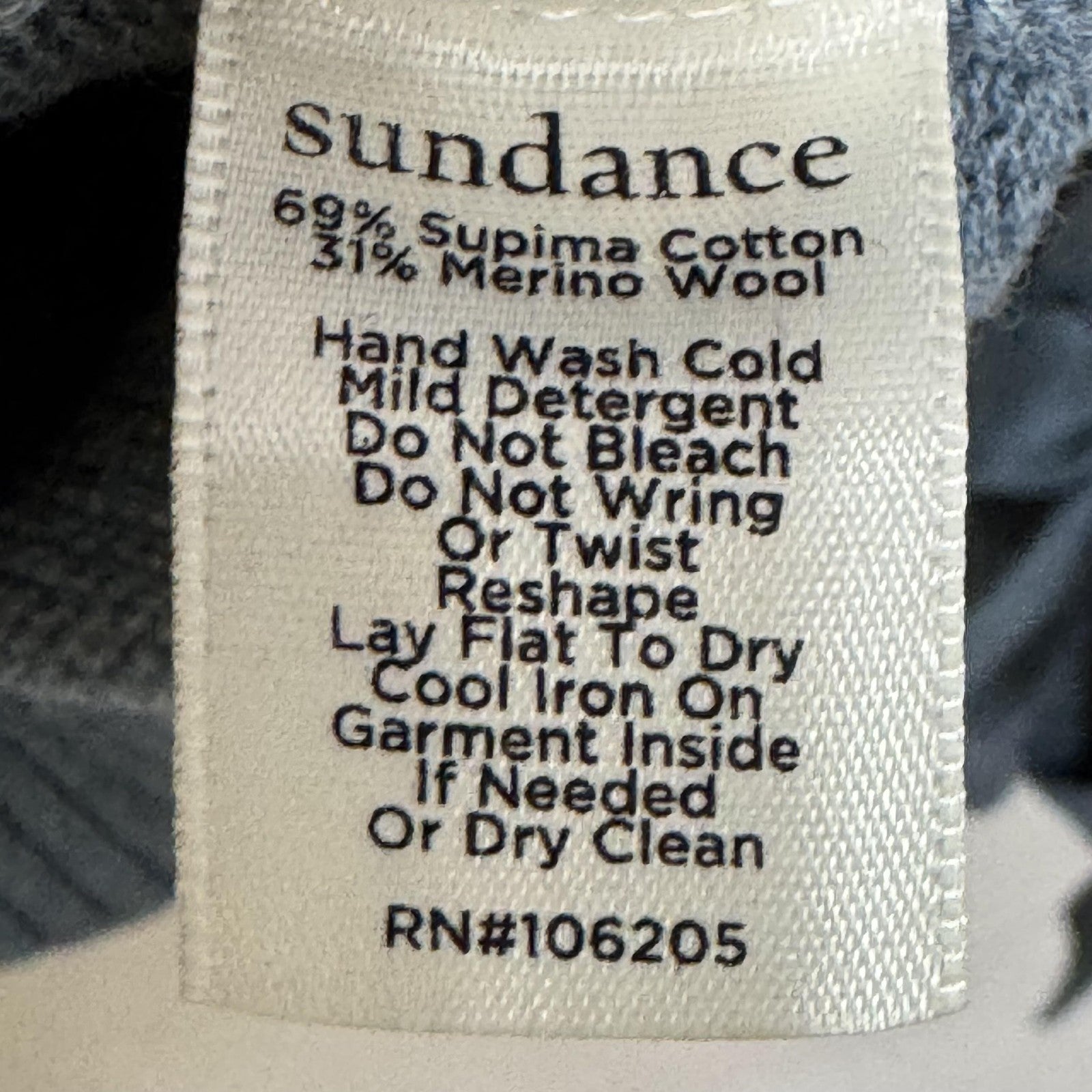 Sundance Sweater Womens Small Blue Supima Cotton Merino Wool Tie Cuff Pullover