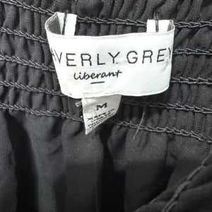 Waverly Grey Tank Top Womens Medium Black Smocked Fringe Anthropologie Made USA