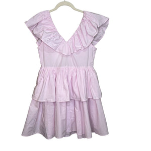 GANNI Pink Tiered Mini Dress US Approx Size Small (34) $295 Organic Cotton