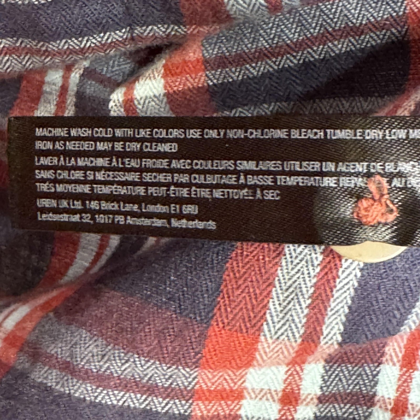 Anthropologie Shirt  XXS XS S Navy Red Plaid Stripe Button Front Oversized