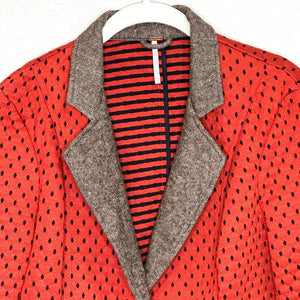 Free People Burnt Orange Red Quilted Tweed Blazer Size Medium