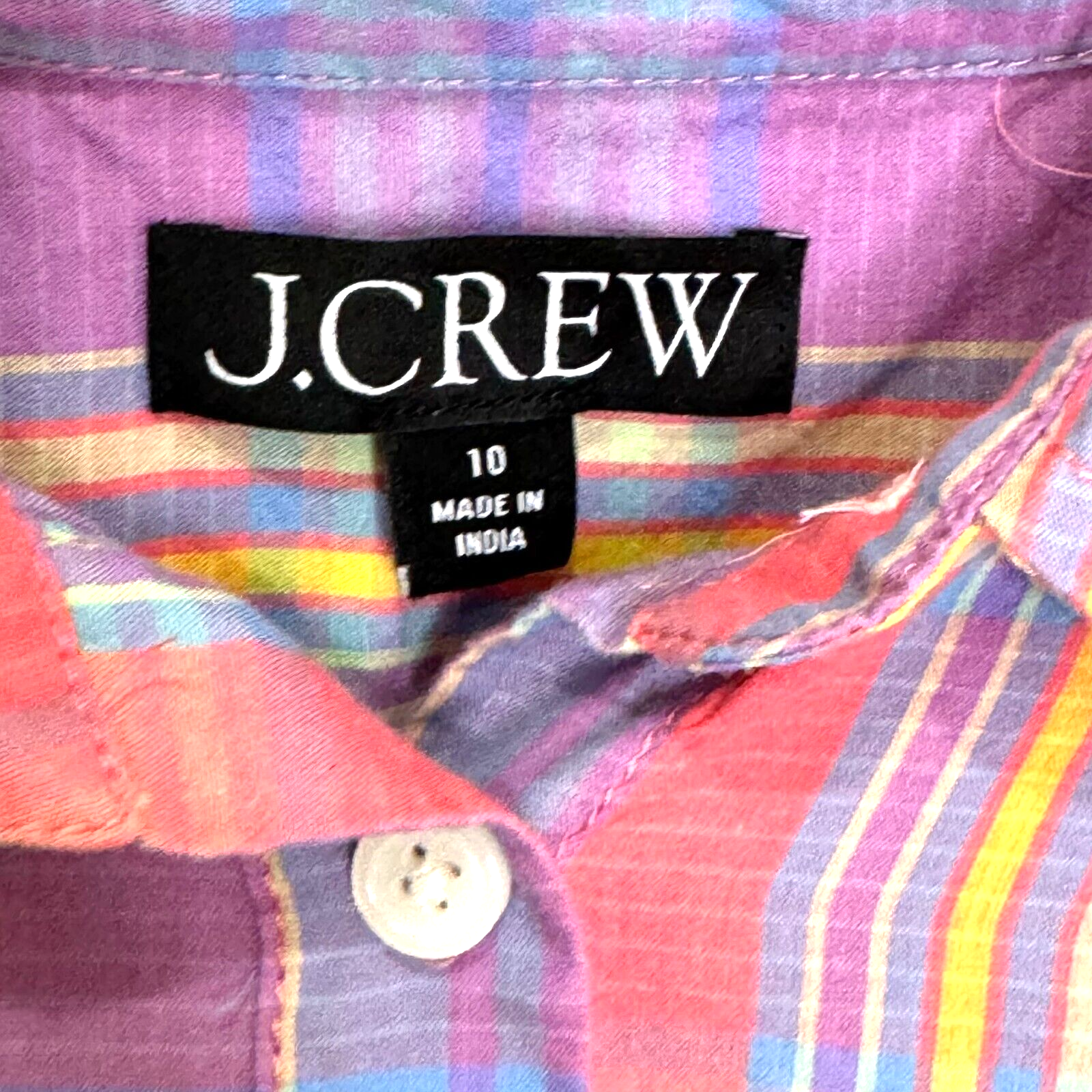 J. Crew Garçon Cotton Voile Shirt Size 10 Sunset Plaid Button Up