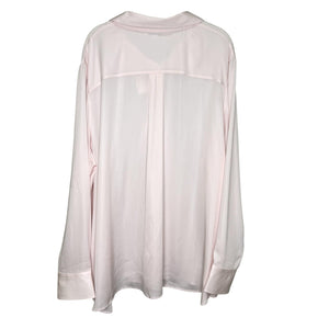 Vince Shirt Womens 3X Light Pink Silk Blend Button Down Long Sleeve Blouse Top