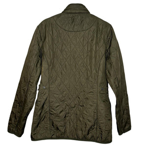 Barbour Quilted Jacket Womens 8 Olive Green Polarquilt Utility 4 Pocket Zip Snap