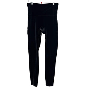 Spanx Leggings Womens Large Black Velvet High Rise Shapewear Stretch Pants 2070