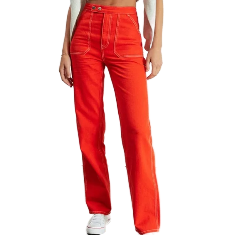 Pacsun 90s BF Carpenter Pants Womens 26 Red Straight Leg Utility Workwear