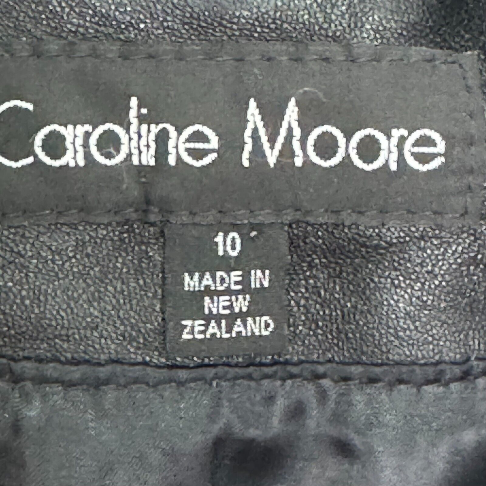 Caroline Moore New Zealand Lambskin Leather Jacket Size 10 Black Lined