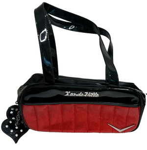 Lux De Ville Red Sparkle and Black Gloss Retro Pinup Hotrod Bag w Keychain