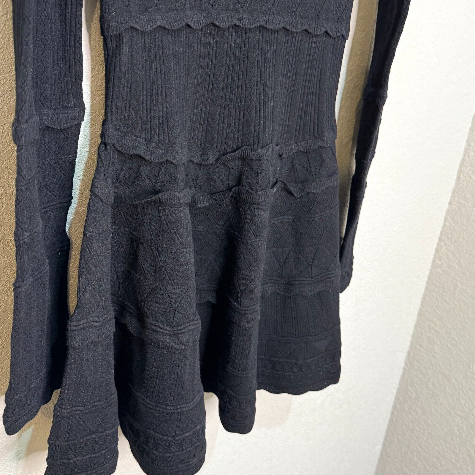 LoveShackFancy Dress Size Medium Black Pointelle Knit $495