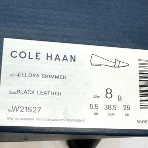 Cole Haan Women's Black Leather Brie Skimmer Pointed Toes Flats Size 8B