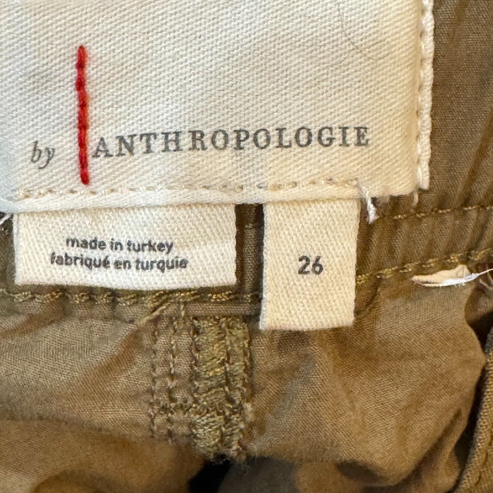 Anthropologie Olive Green Cargo Parachute Pants Size 8 Contrast Pockets Cotton