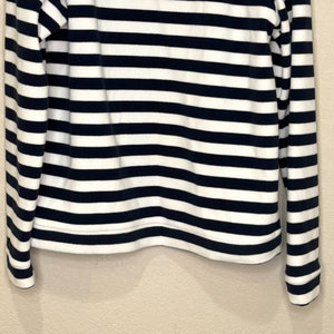 Dudley Stephens Fleece Top Size M Blue White Park Slope Vello Turtleneck Striped