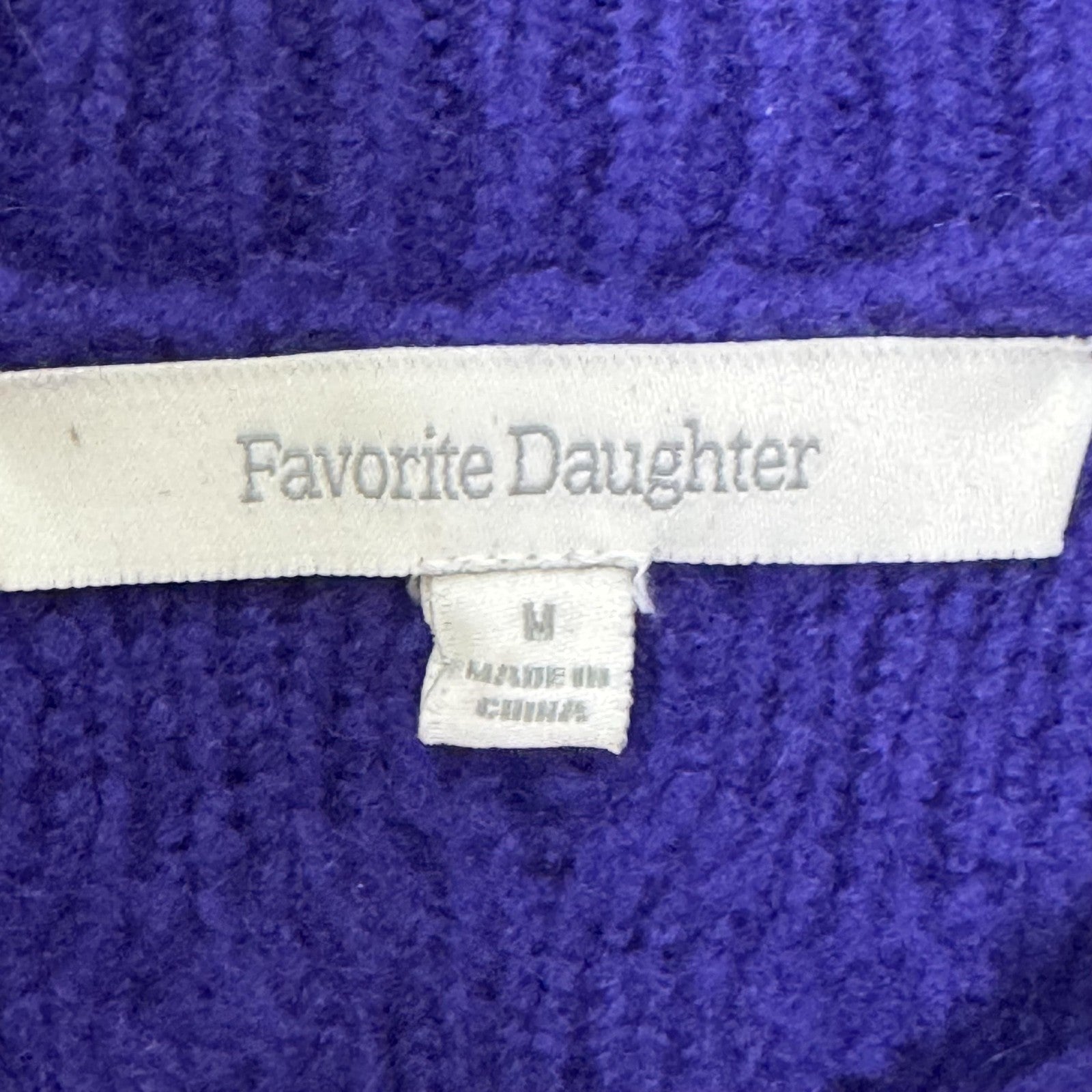 Favorite Daughter Sweater Womens Medium Purple Cable Merino Cashmere Crewneck