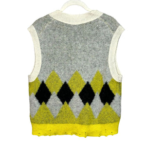 AllSaints Diamond Intarsia Hove Sleeveless Pullover Sweater Vest Size Large $154