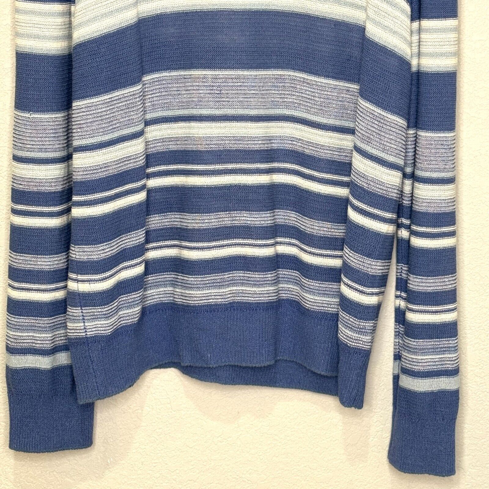 Faherty Beach Stripe Linen Sweater In Azure Stripe Mens Size Medium $198