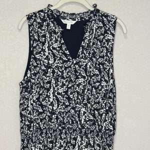 Garnet Hill Dress Womens Medium Floral Sleeveless Midi Pockets Viscose