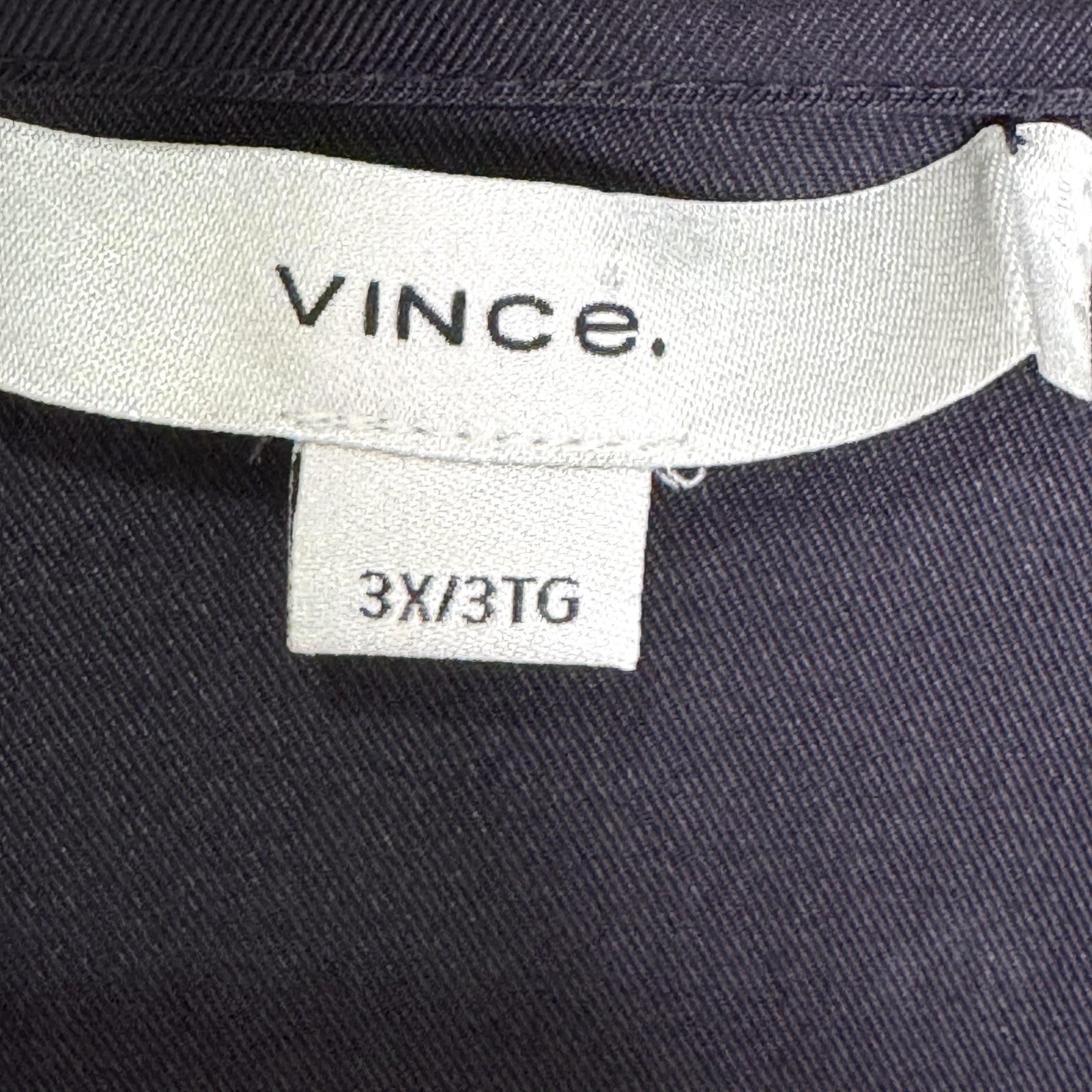 Vince Shirt Womens 3X Navy Blue Silk Blend Relaxed Open Front Draped Blouse
