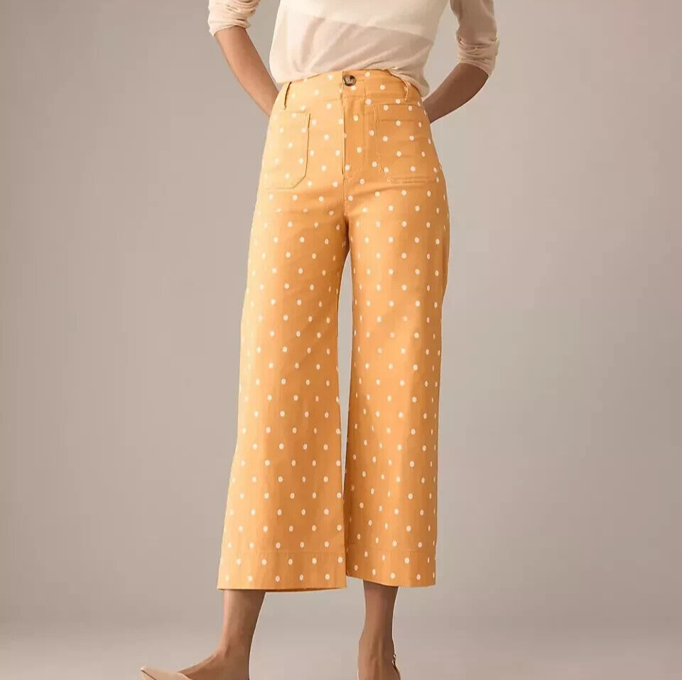 Anthropologie Maeve Colette Pants Size 32 NEW Yellow Gold Polka Dot