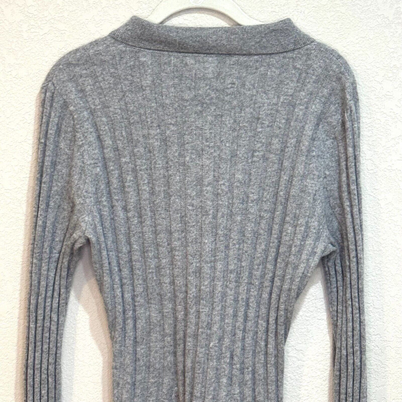 Reformation Gray Walsh Cashmere Collared Ribber Sweater Mini Dress Size Medium