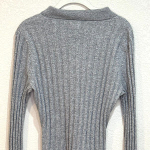 Reformation Gray Walsh Cashmere Collared Ribber Sweater Mini Dress Size Medium