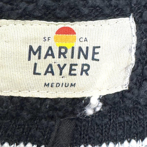 Marine Layer Sweater Coat Womens Medium Black White Striped Open Front Cardigan