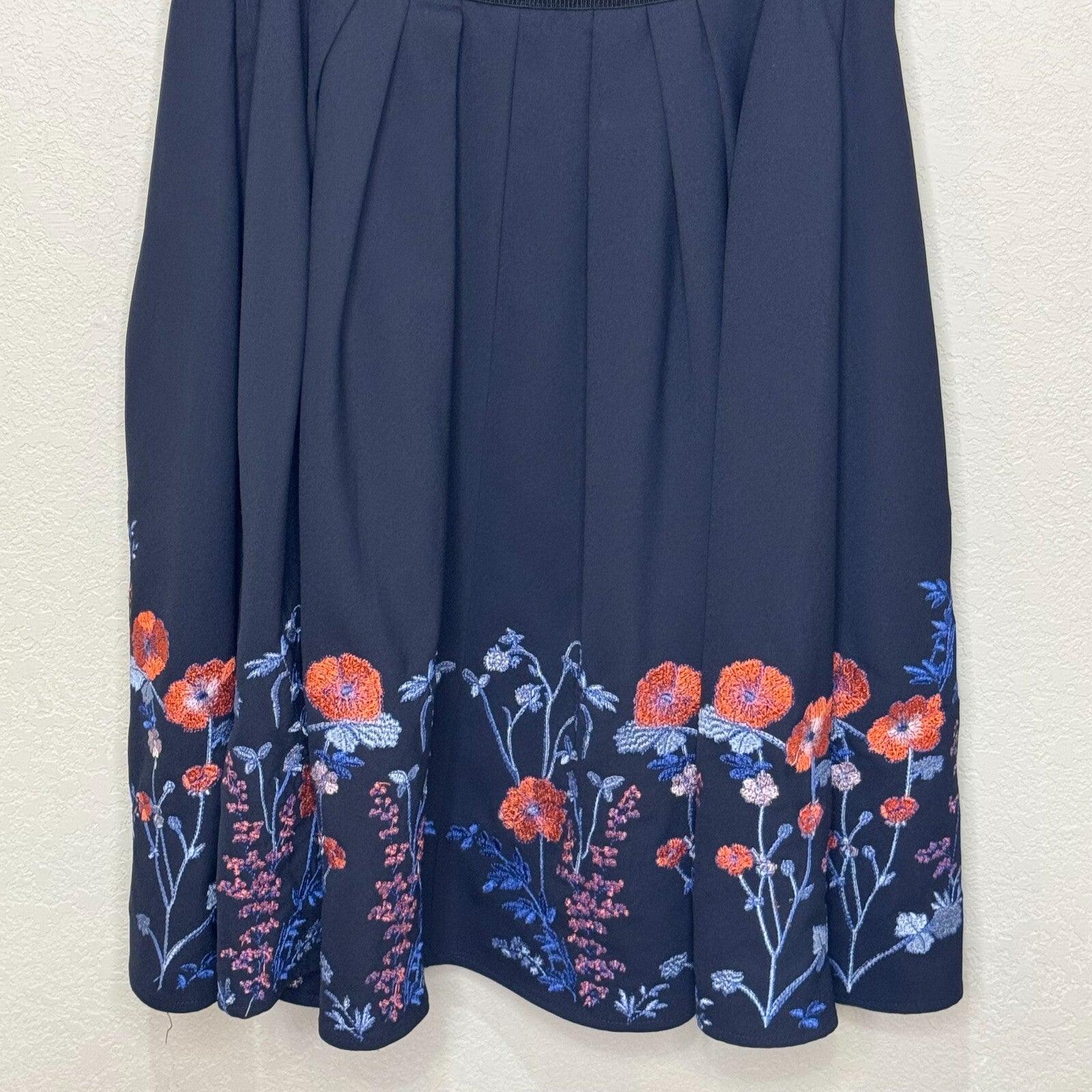 Foxidox Dress Size Medium Senna Embroidered Navy Blue Fit & Flare