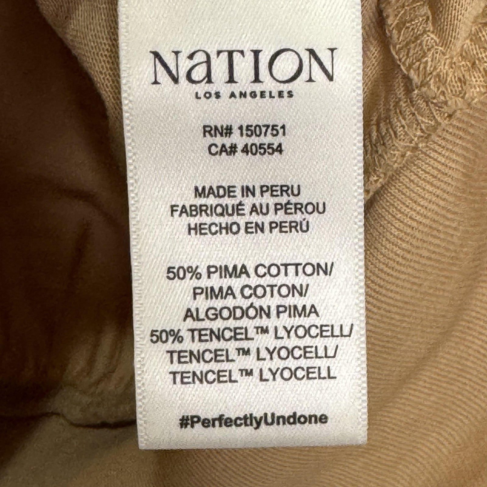 Nation Los Angeles Womens Small Tan Button Front Cardigan Pima Cotton