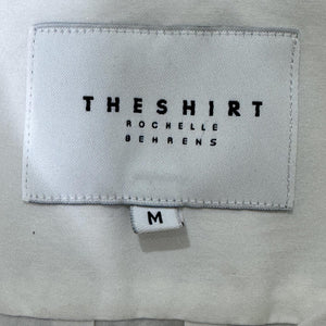 THESHIRT Rochelle Behrens Shirt Dress Womens Medium White Drop Waist Ruffle Hem