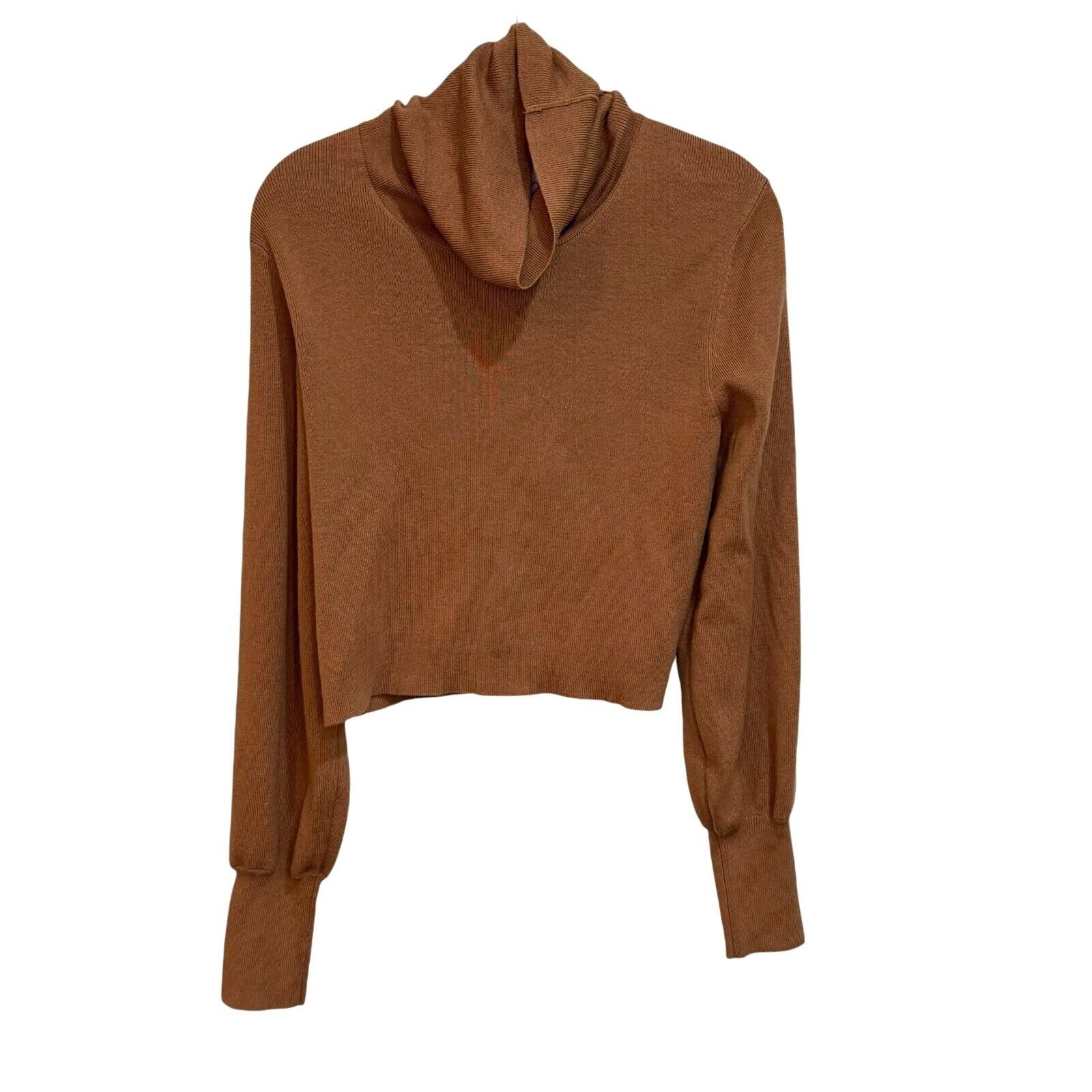 Aritzia Wilfred NEW Terrazzo Brown Rebecca Crop Turtleneck Sweater Size Medium