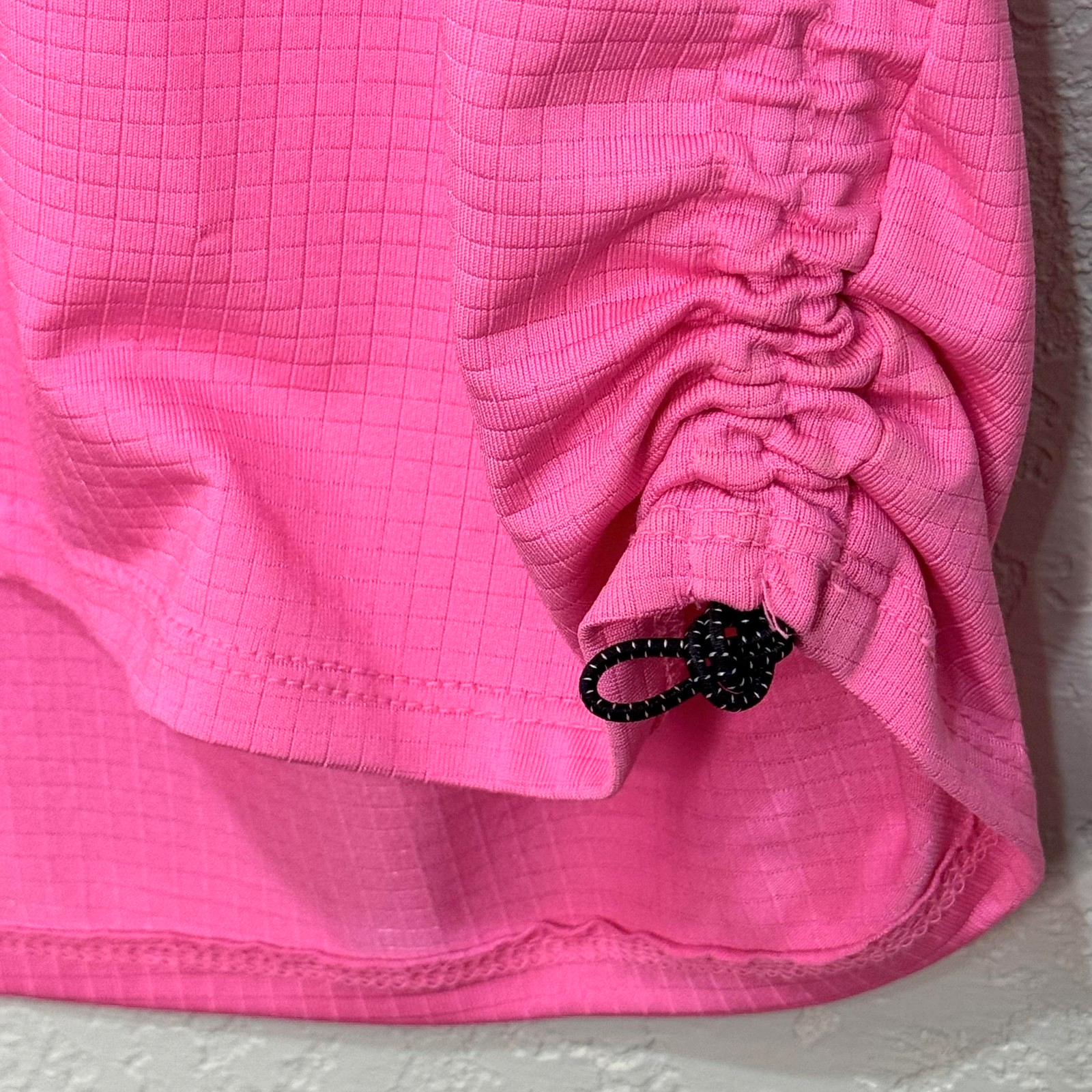 Lucky in Love Shirt Womens Large Pink Short Sleeve Ruched Pullover Tennis Top