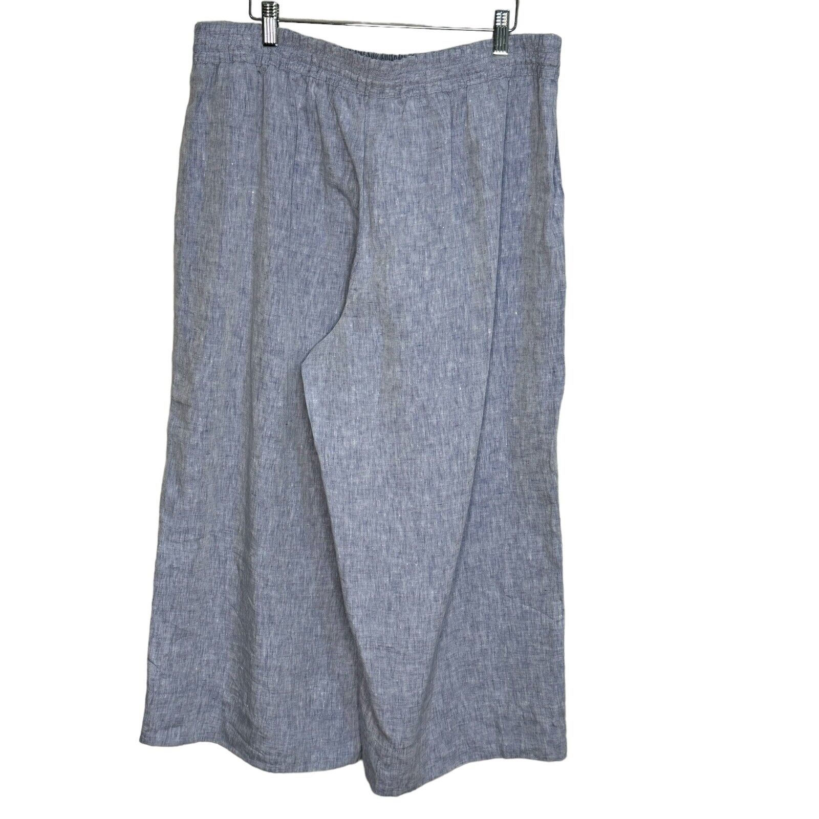 LAFAYETTE 148 NY Blue Linen Wide Leg Drawstring Pants Size 1X NEW $328