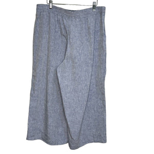 LAFAYETTE 148 NY Blue Linen Wide Leg Drawstring Pants Size 1X NEW $328