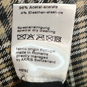 Akris Shift Dress Size Medium Sleeveless Plaid Print  Brown Tan Black