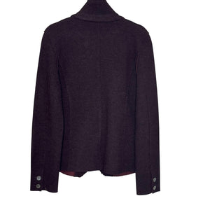 Eileen Fisher Blazer Jacket Womens Small Brown Burgundy Merino Wool Knit Button