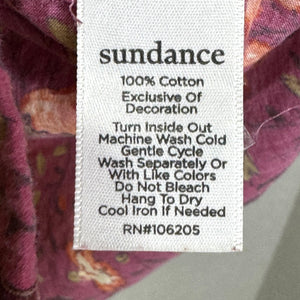 Sundance Blouse Womens Small Burgundy Floral Button Front Long Sleeve Top Cotton